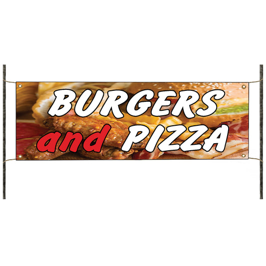 Burgers and pizza vinyl printed banner sign