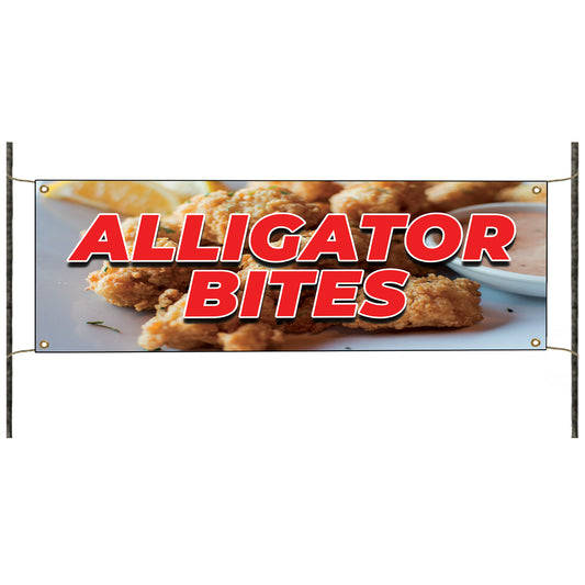 Alligator bites vinyl printed banner sign