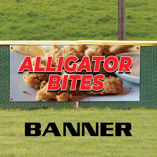 Alligator bites vinyl printed banner sign