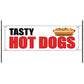 Tasty hot dogs vinyl printed banner sign