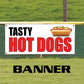 Tasty hot dogs vinyl printed banner sign