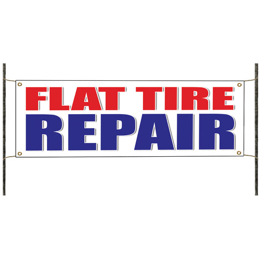 Flat tire repair vinyl printed banner sign