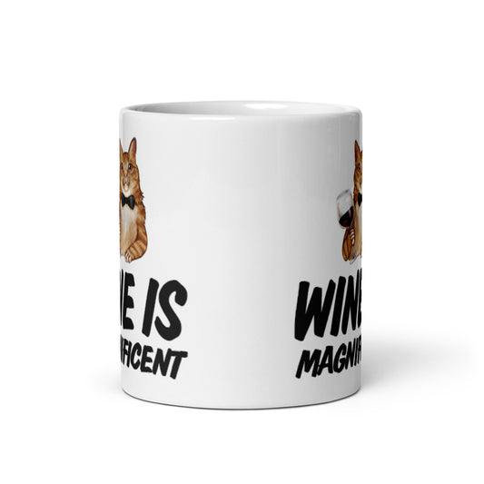 Wine Is Meowgnificent Funny Cat Coffee Tea Ceramic Mug/Cup