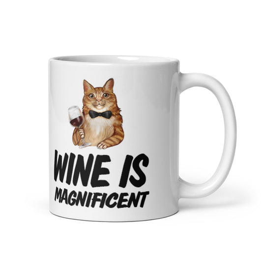 Wine Is Meowgnificent Funny Cat Coffee Tea Ceramic Mug/Cup