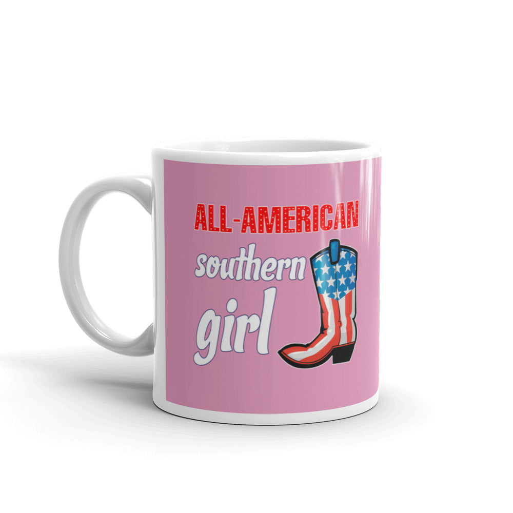 All American Southern Girl Patriotic Flag Boots Coffee Tea Ceramic Mug/Cup