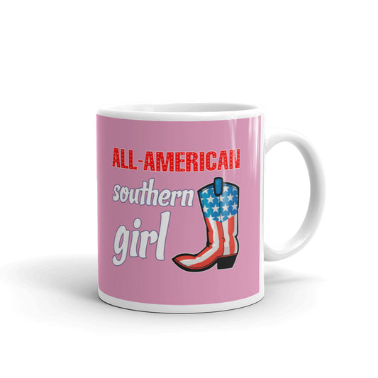 All American Southern Girl Patriotic Flag Boots Coffee Tea Ceramic Mug/Cup