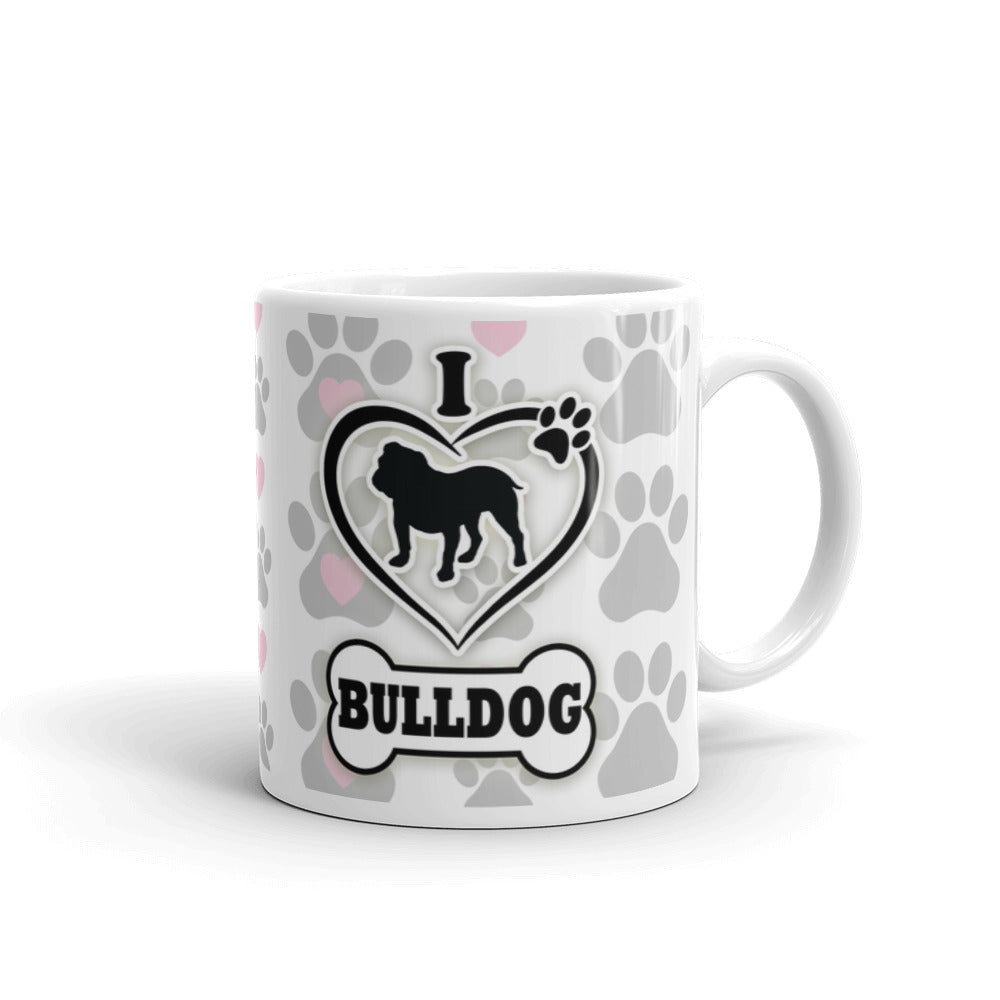 Paw Dog Owner Gifts English I Love Bulldog Coffee Tea Ceramic Mug/Cup