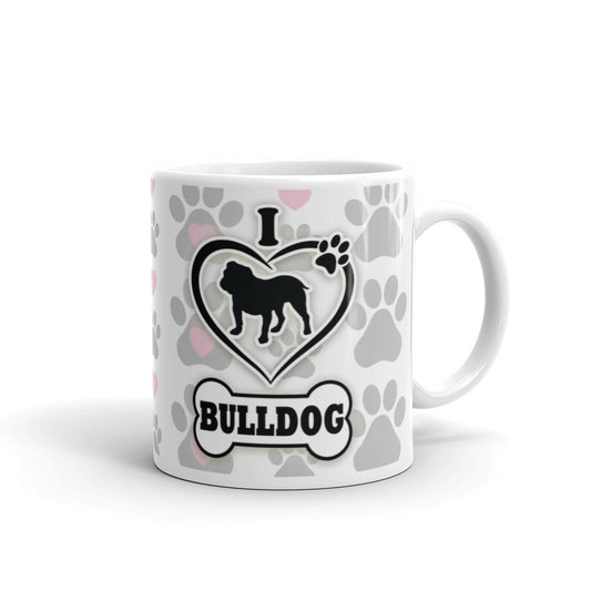 Paw Dog Owner Gifts English I Love Bulldog Coffee Tea Ceramic Mug/Cup