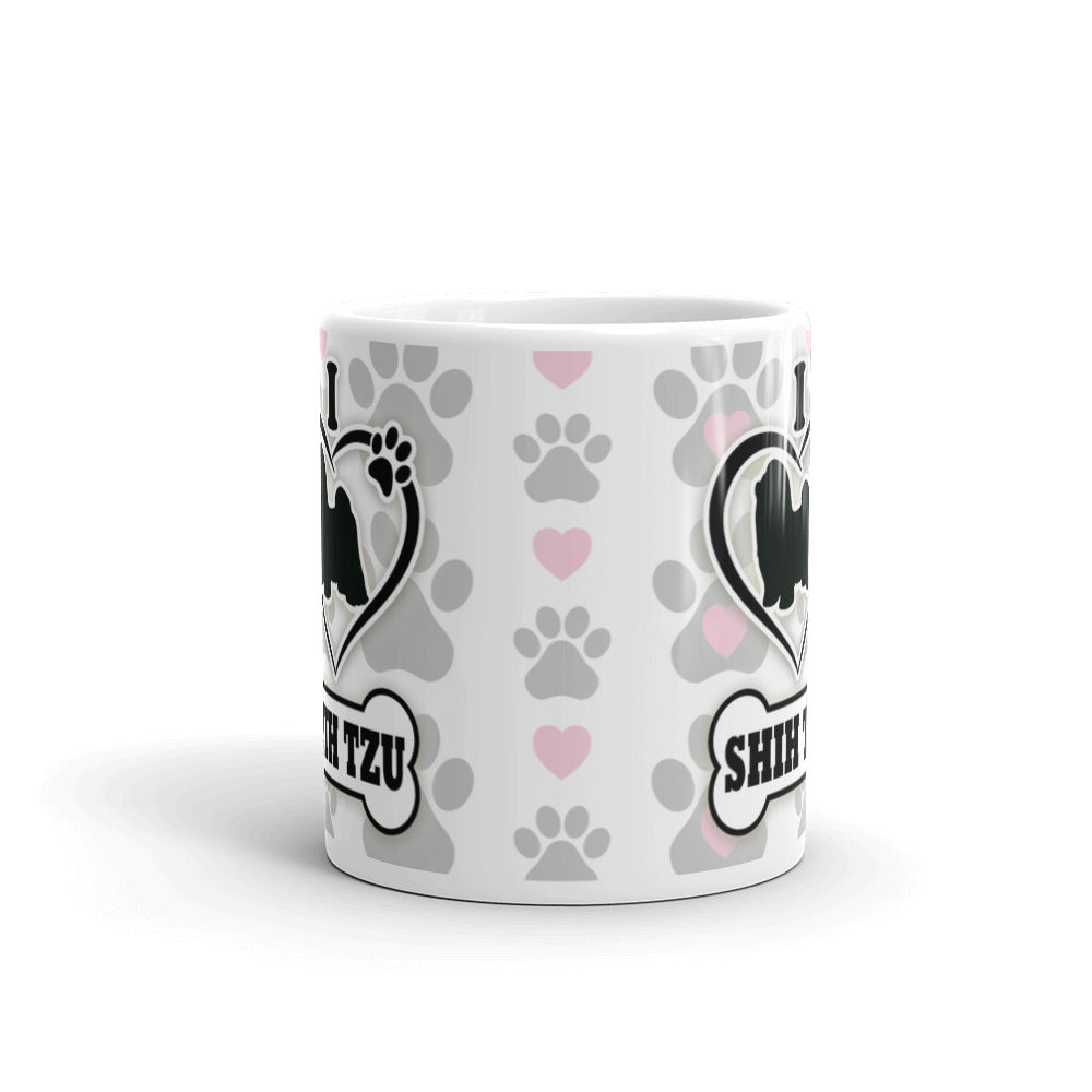 I Love Shih Tzu Dog Paw Prints Dog Owner Gifts Coffee Tea Ceramic Mug/Cup