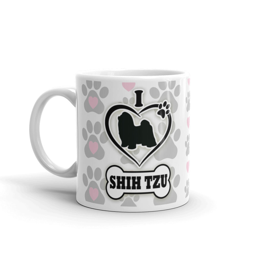 I Love Shih Tzu Dog Paw Prints Dog Owner Gifts Coffee Tea Ceramic Mug/Cup