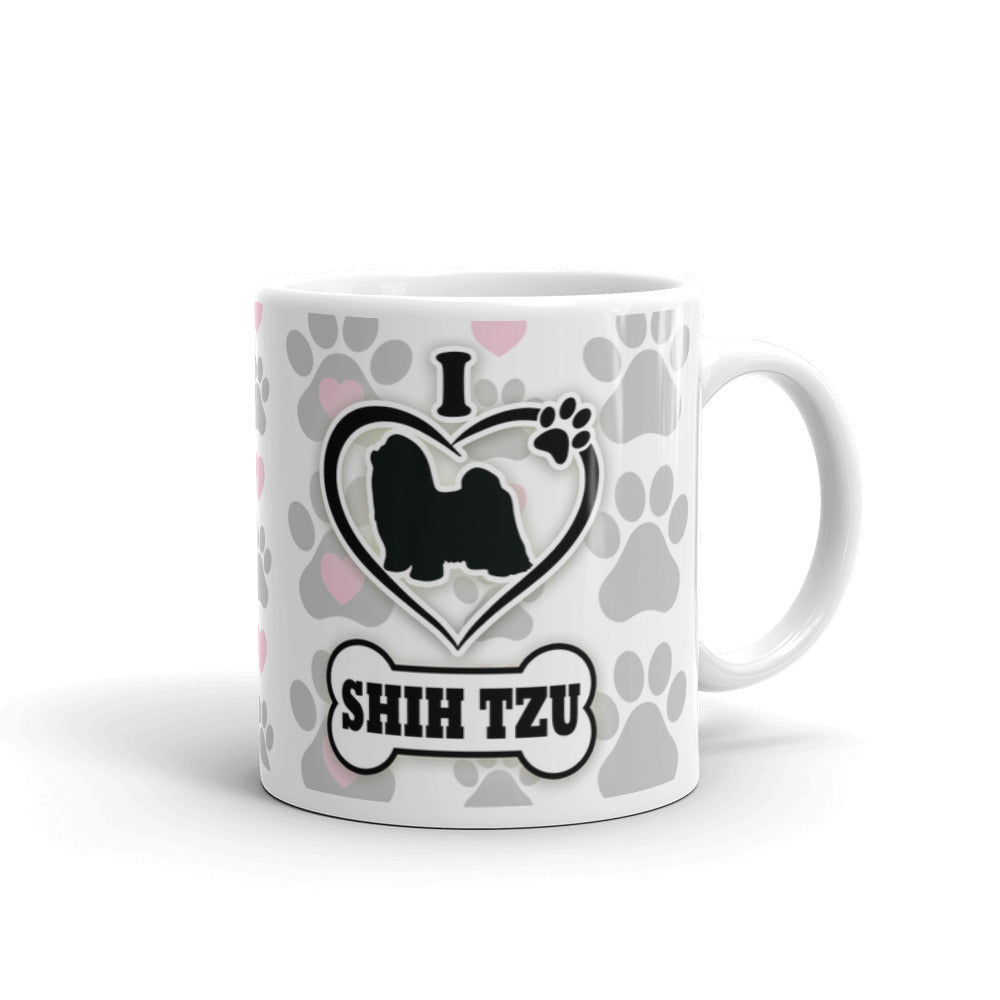 I Love Shih Tzu Dog Paw Prints Dog Owner Gifts Coffee Tea Ceramic Mug/Cup