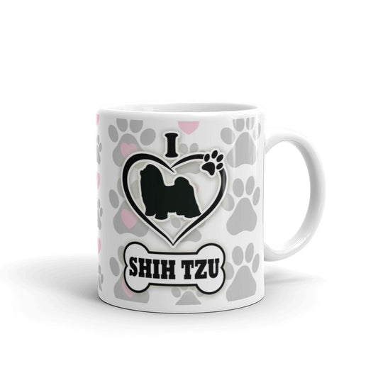 I Love Shih Tzu Dog Paw Prints Dog Owner Gifts Coffee Tea Ceramic Mug/Cup