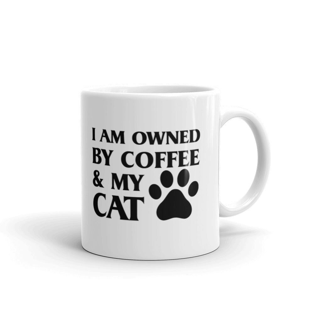 I Am Owned By Coffee And My Cat Pet Lover Coffee Ceramic Mug