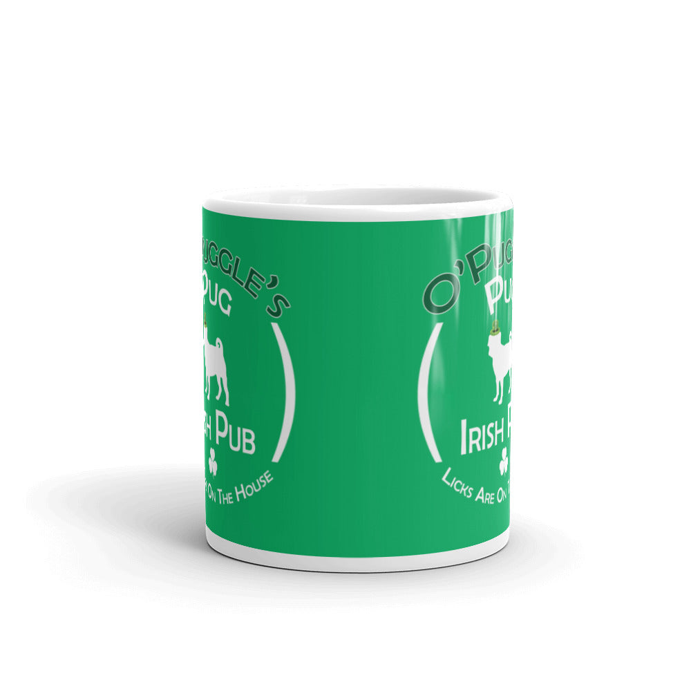 Dog Owner Gift St Patricks Day O'Puggle's Pug Irish Pub Sign Coffee Mug