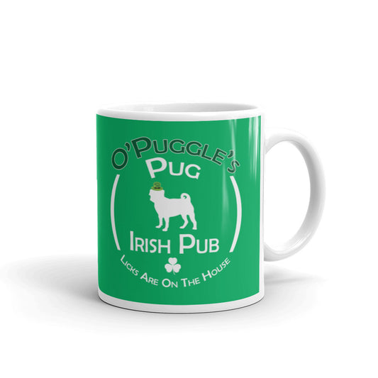 Dog Owner Gift St Patricks Day O'Puggle's Pug Irish Pub Sign Coffee Mug
