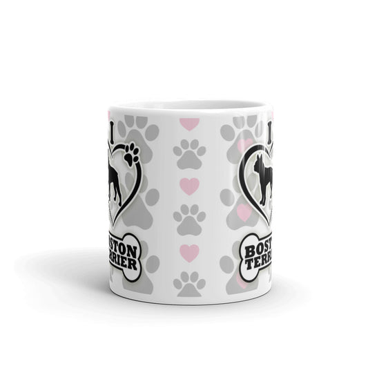 Boston Terrier Gifts Love Dog Paw Prints Dog Owner Gifts Dog Coffee Mug