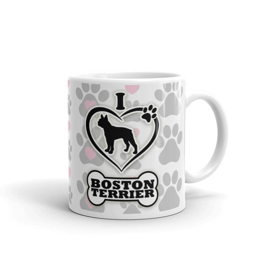 Boston Terrier Gifts Love Dog Paw Prints Dog Owner Gifts Dog Coffee Mug