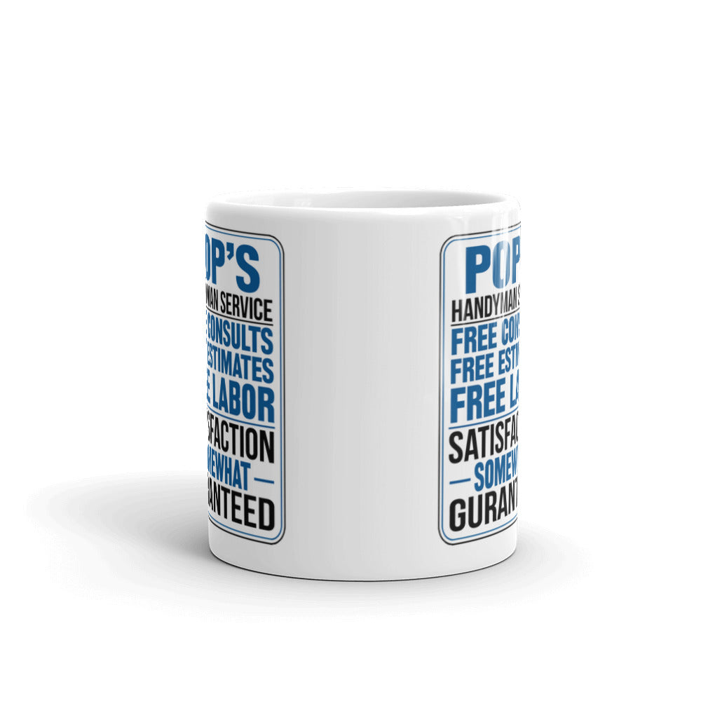Grandpa Gifts Pop's Handyman Service Funny Gag Coffee Mug
