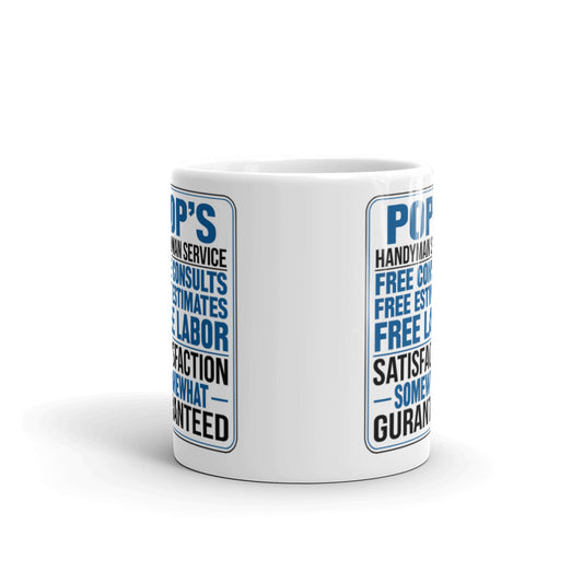 Grandpa Gifts Pop's Handyman Service Funny Gag Coffee Mug