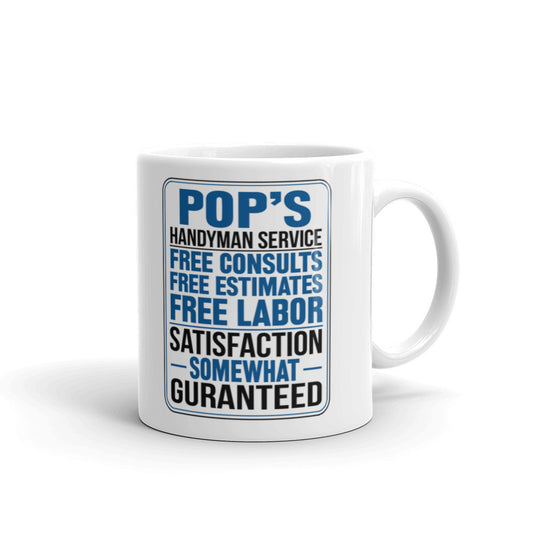 Grandpa Gifts Pop's Handyman Service Funny Gag Coffee Mug