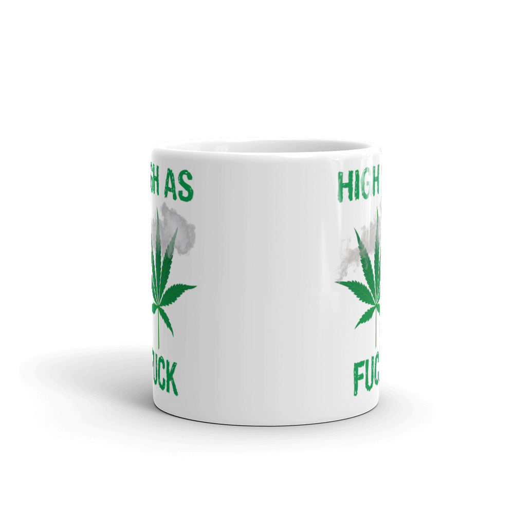 High as F*ck Funny Cannabis 420 leaf ganja pot smoker Weed coffee mug gift