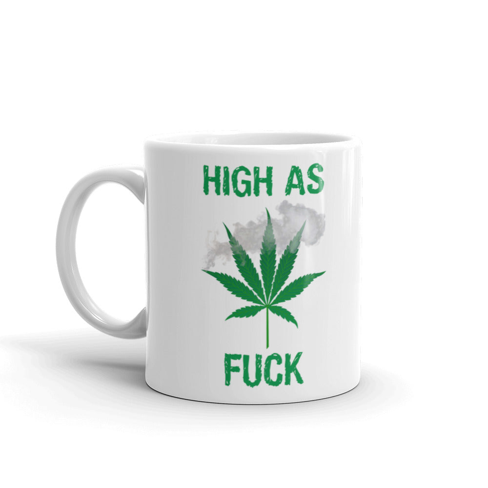High as F*ck Funny Cannabis 420 leaf ganja pot smoker Weed coffee mug gift
