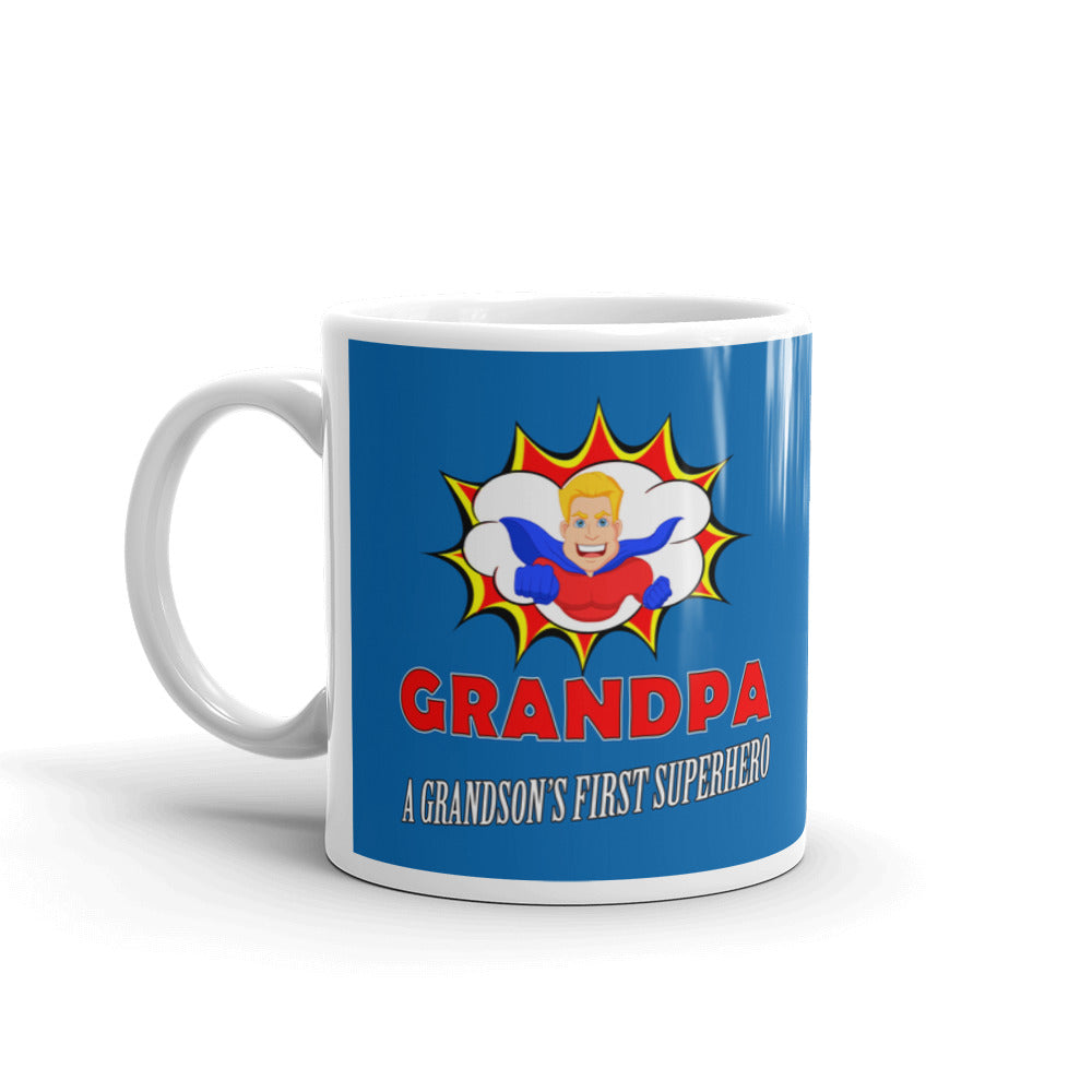 Grandpa Gifts Grandson's First Superhero Comic Books Coffee Mug