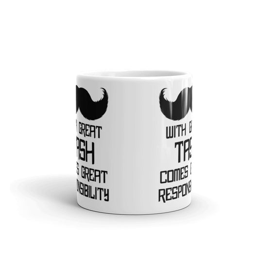 With Great Tash Comes Great Responsibility Moustache Funny Novelty Coffee Mug