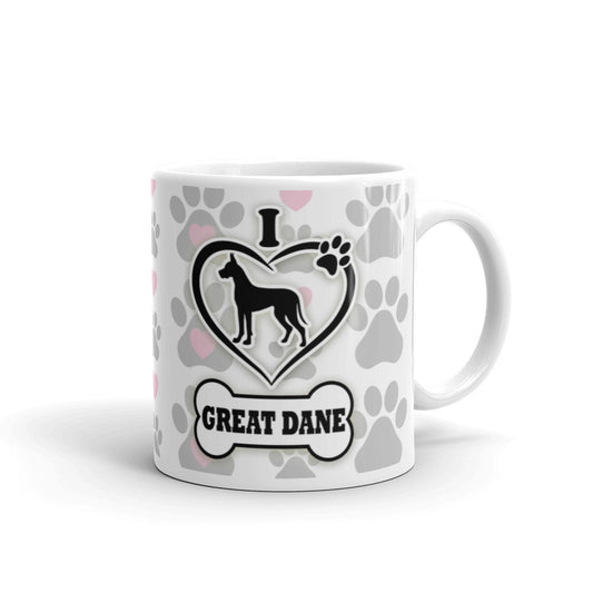 Great Dane Gifts Love Dog Paw Prints Dog Owner Gifts Dog Coffee Mug