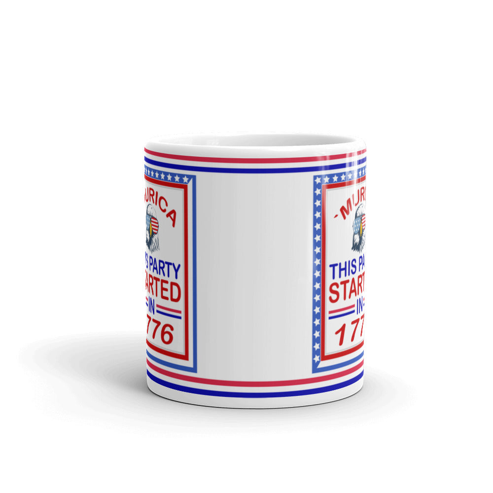 Funny Patriotic Gifts Murica This Party Started in 1776 Aviator Eagle Coffee Mug