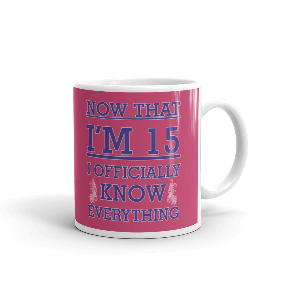 Now That I'm 15 I Officially Know Everything Birthday Gifts Coffee Mug