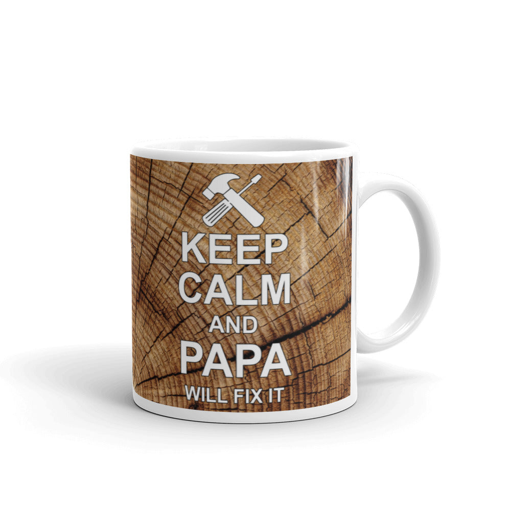 Keep Calm And Papa Will Fix It Woodland Coffee Mug