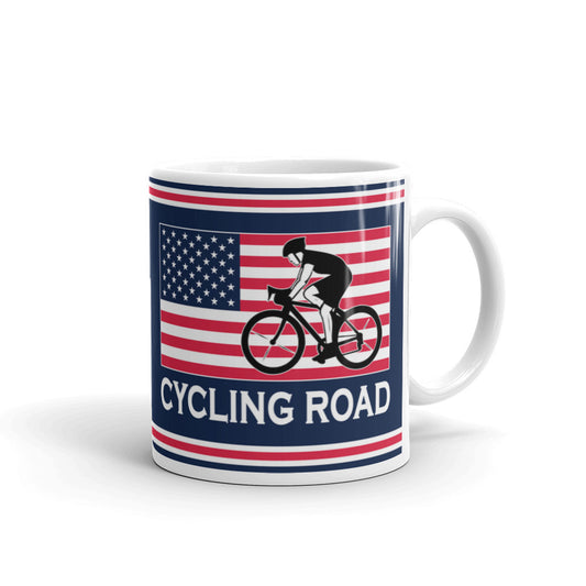 Cycling Road American Flag Cycle Racer Coffee Ceramic Mug