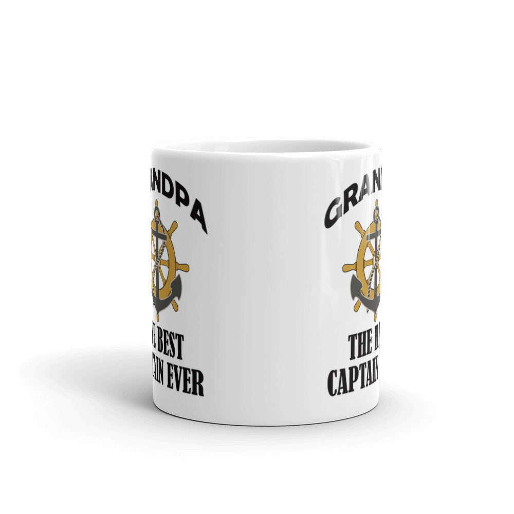 Grandpa Best Captain Ever Nautical Ship's Wheel Coffee Ceramic Mug
