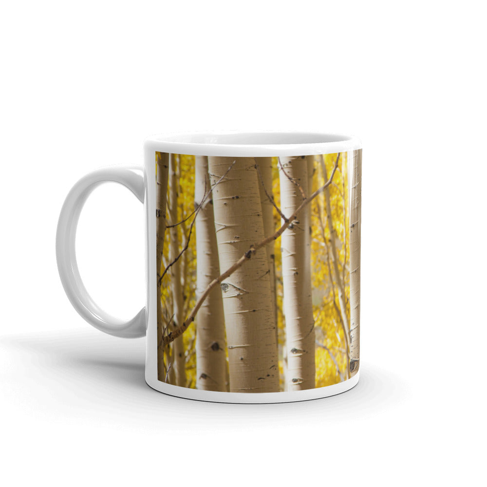 Promotional Art Golden Birch Forest Tree Trunks Gift Coffee Ceramic Mug/Cup