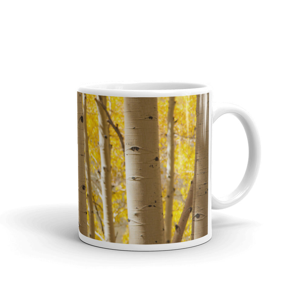 Promotional Art Golden Birch Forest Tree Trunks Gift Coffee Ceramic Mug/Cup