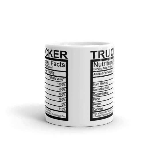 Trucker Nutritional Facts Label Truck Driver Gift Coffee Ceramic Mug/Cup