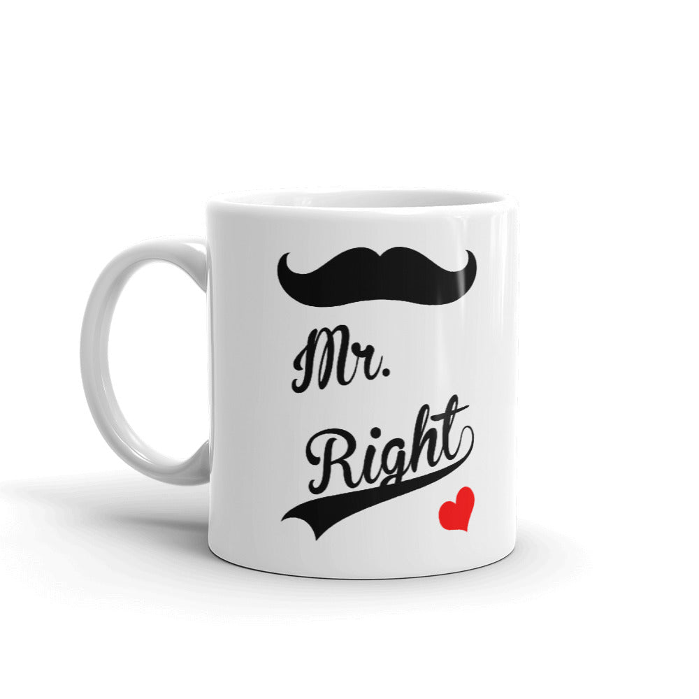 Couple's Gifts Mr Right Mustache Style For Boys Ceramic Coffee Mug