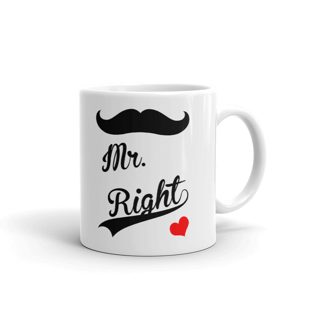 Couple's Gifts Mr Right Mustache Style For Boys Ceramic Coffee Mug
