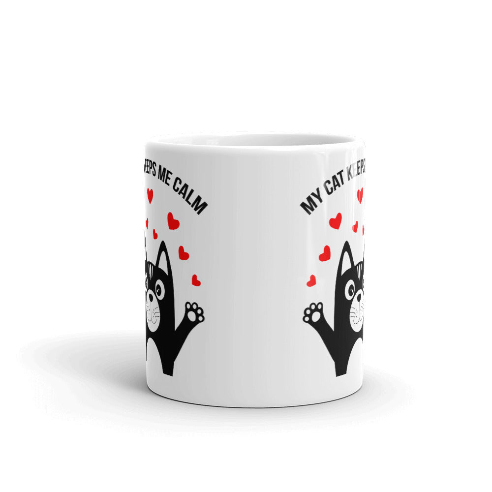 My Cat Keeps Me Clam Cat Lovers Coffee Mug Tea Cup