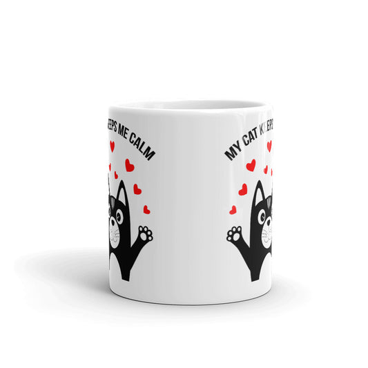 My Cat Keeps Me Clam Cat Lovers Coffee Mug Tea Cup