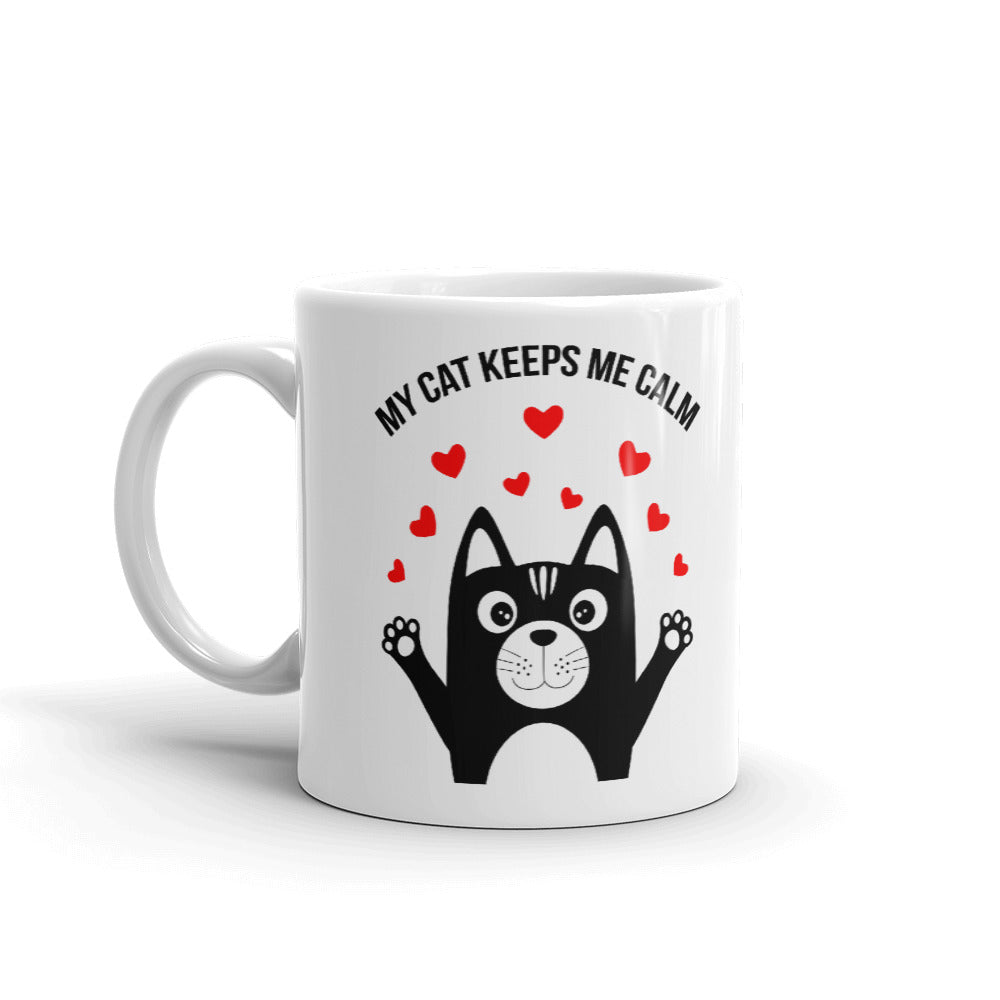My Cat Keeps Me Clam Cat Lovers Coffee Mug Tea Cup