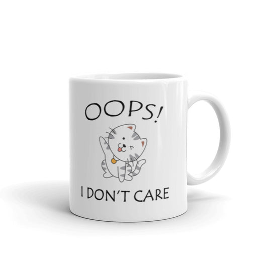 Oops I Don't Care Funny Cute Gift For Cat Lovers Coffee Tea Ceramic Mug