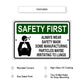 Safety first always wear safety mask aluminum metal sign