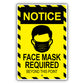 Notice face mask required beyond this point aluminum metal sign