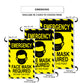 Emergency face mask required beyond this point aluminum metal sign