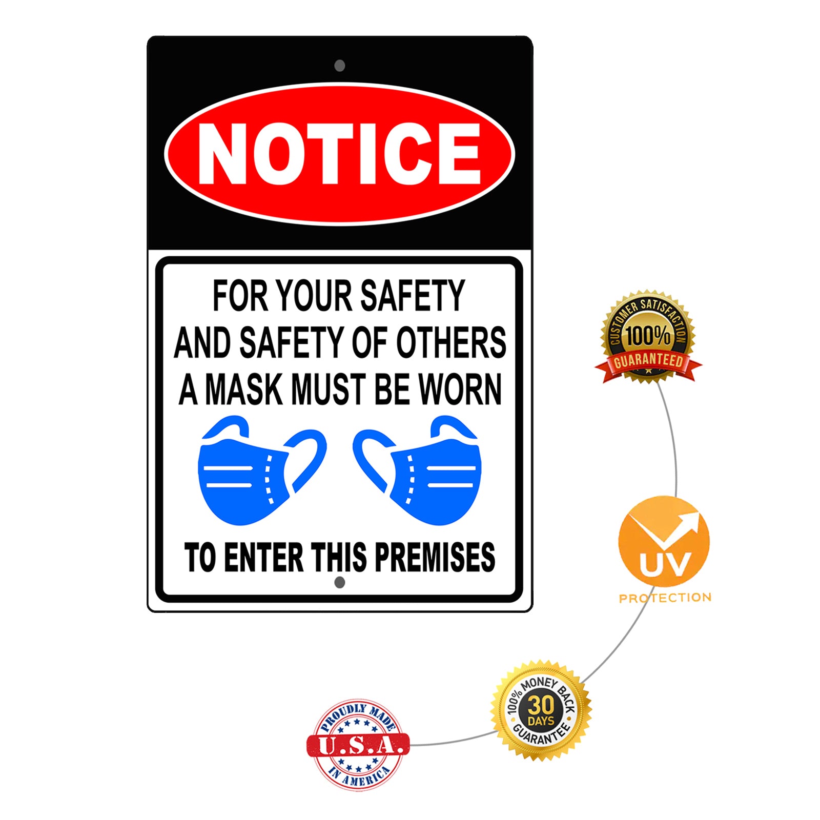 Notice for your safety and safety of others aluminum metal sign