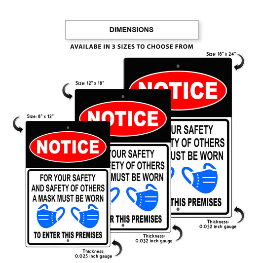 Notice for your safety and safety of others aluminum metal sign