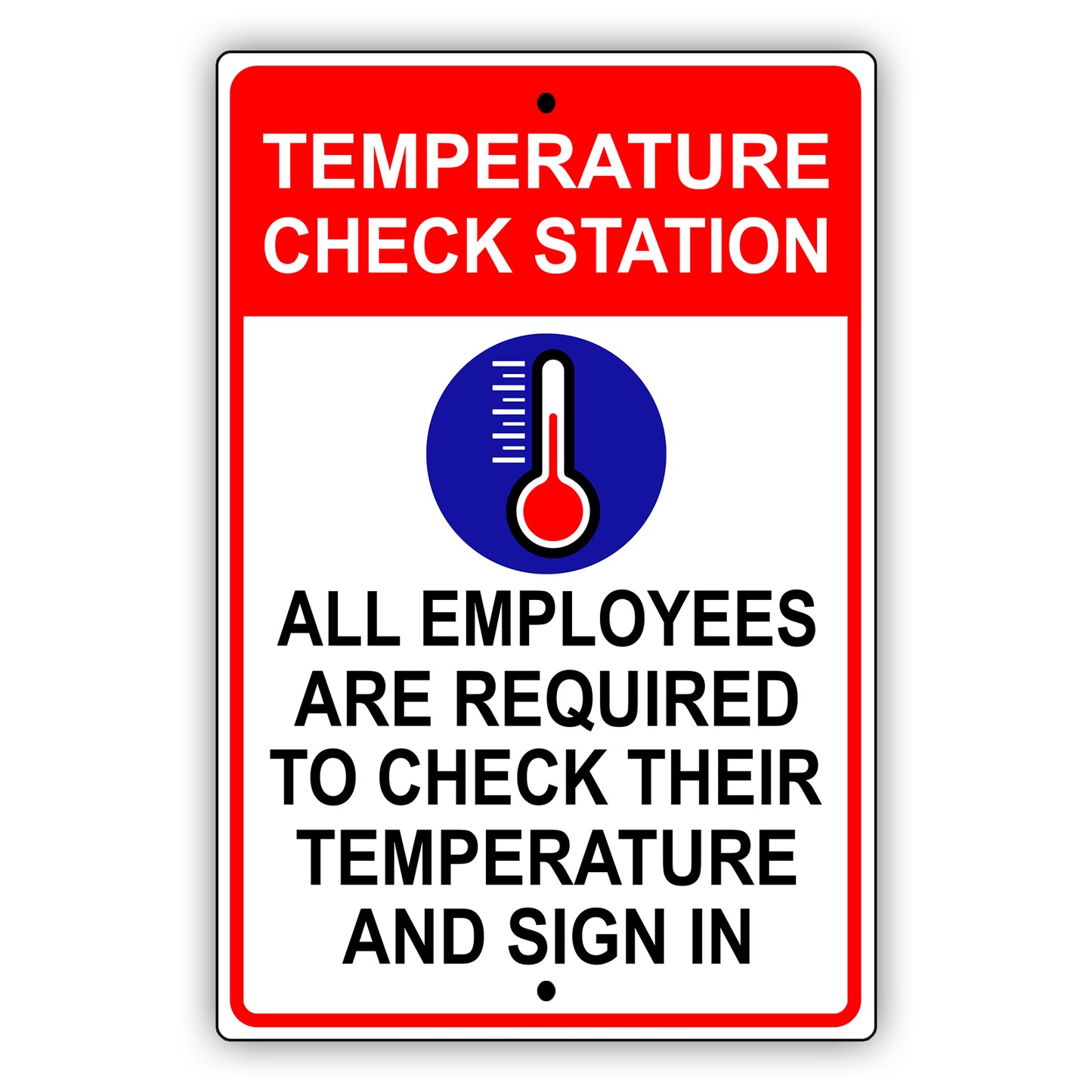 Temperature check station aluminum metal sign