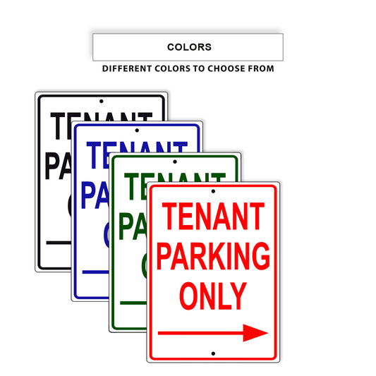Tenant parking only right arrow aluminum metal signs
